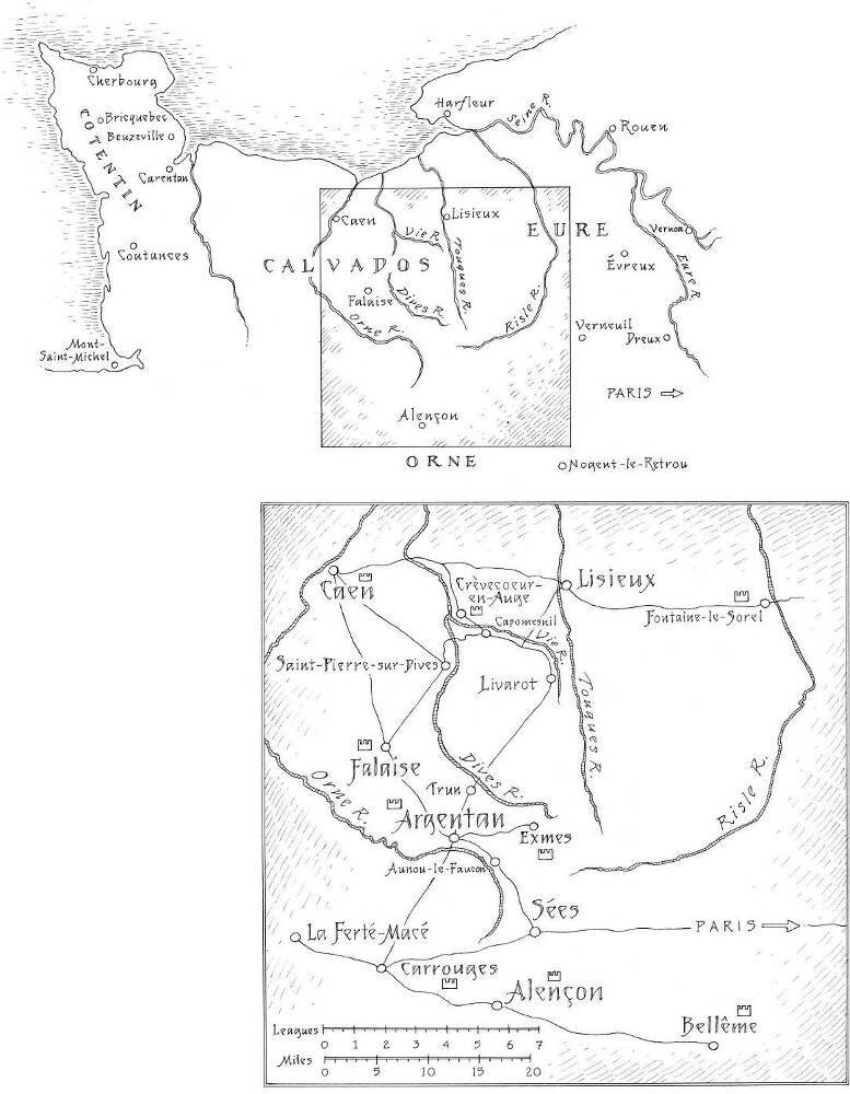 Карта земель подвластных Пьеру Алансону. Карруж - земли Жана Карружа.