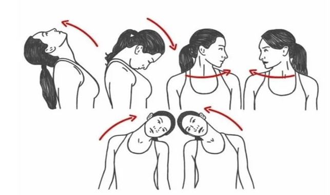 Упражнения для растягивания мышц шеи. Из общедоступных источников.