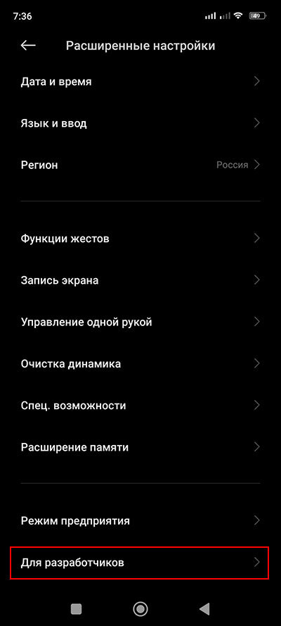 Переходим по пункту Для разработчиков