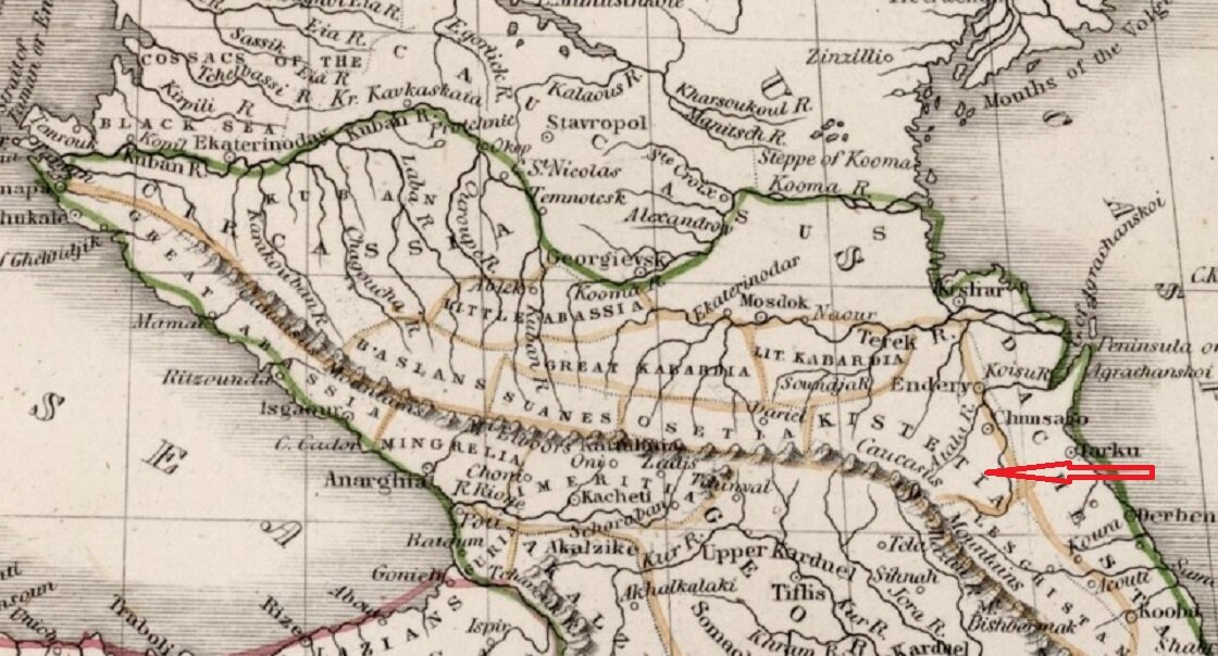 Карта лезгистана в 17 веке