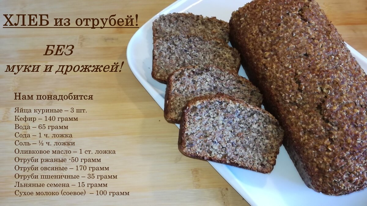 Вкусный и ароматный хлеб без муки, без дрожжей и без сахара. Полезный диетический  хлеб из отрубей | Вкусно Просто Быстро | Дзен