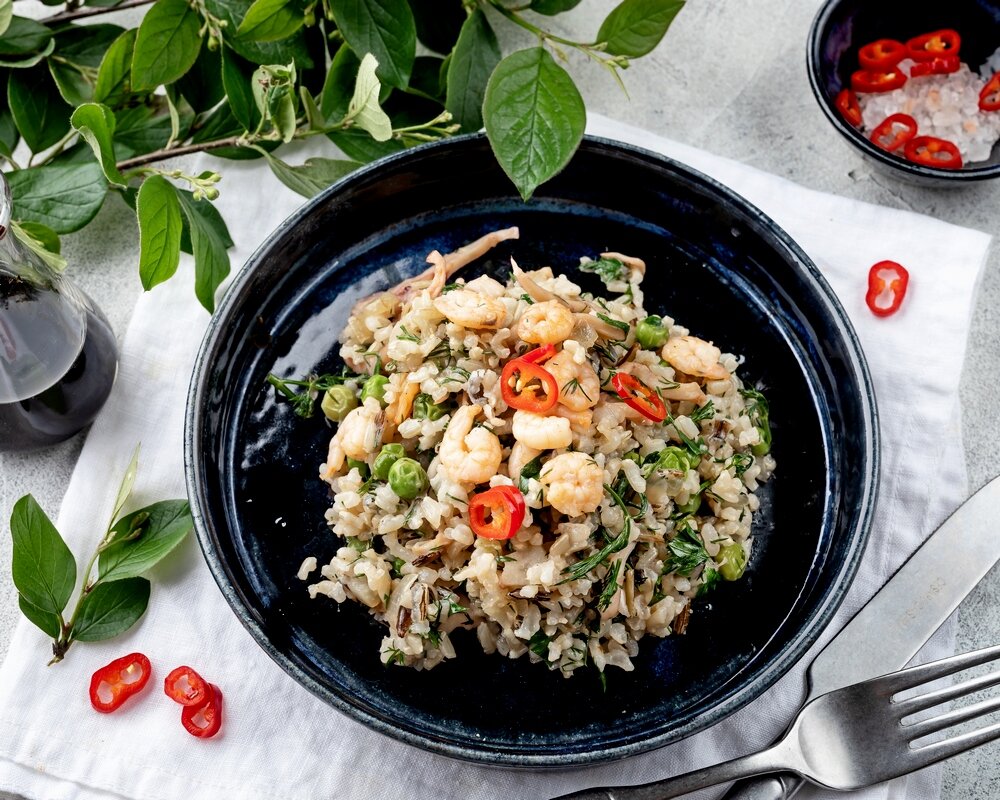 Рисовый микс с креветками