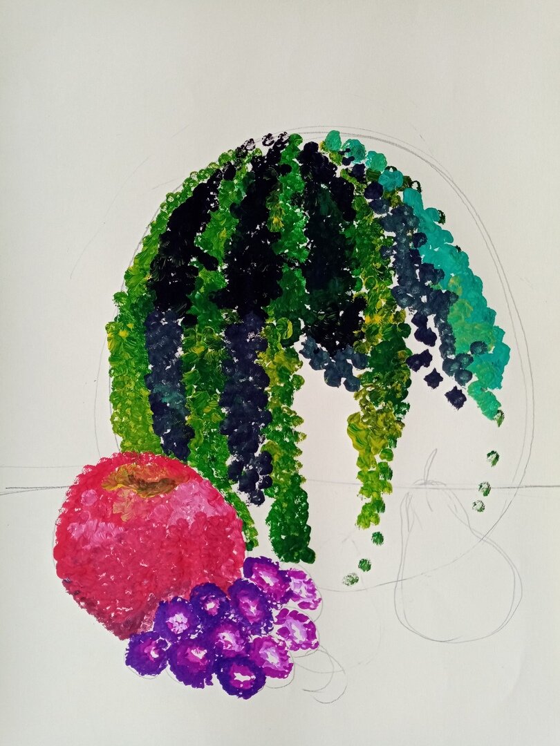 Начало работы. Подбираем как можно больше оттенков.