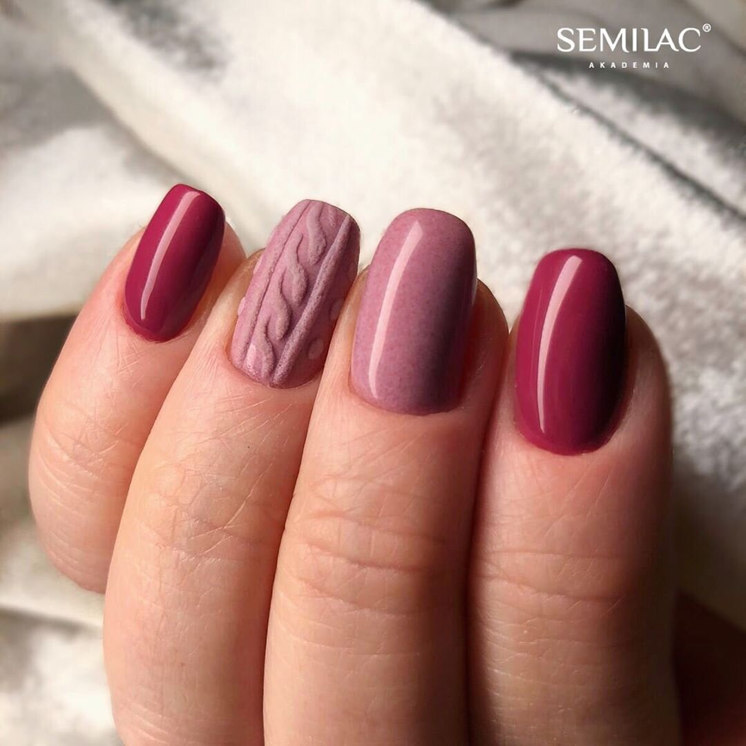 Зимний маникюр от Semilac. Узор косы!