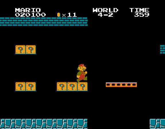 «Бонусная лиана», ведущая в варп-зону на уровне 4-2 в игре «Super Mario bros.» на Денди