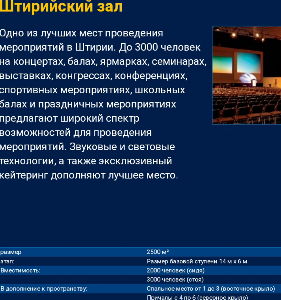 Описание площадки с сайта, через гугл-переводчик