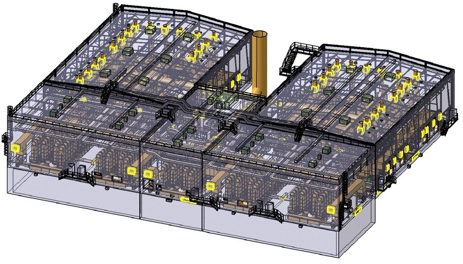 Общий вид здания с размещёнными внутри резисторами для быстрого вывода энергии из магнитной системы ИТЭР