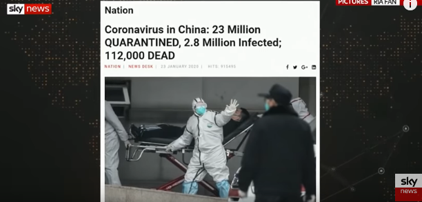 скриншоты из видео канала SKY News:Россию обвиняют в распространении дезинформации коронавируса