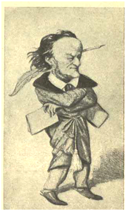 Вагнер в творческом вдохновение. Карикатура Фридриха Гоуля (Вена).