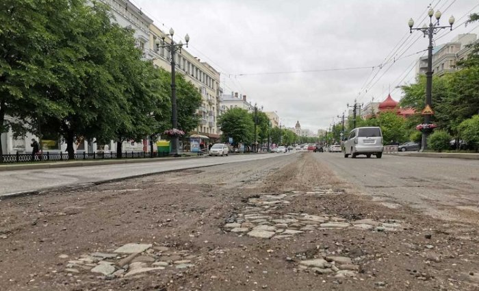 Фото:  DVhab.ru, историки уверяют, что ее не успели уложить на всех улицах Хабаровска, так как на смену ей пришли асфальт и битум