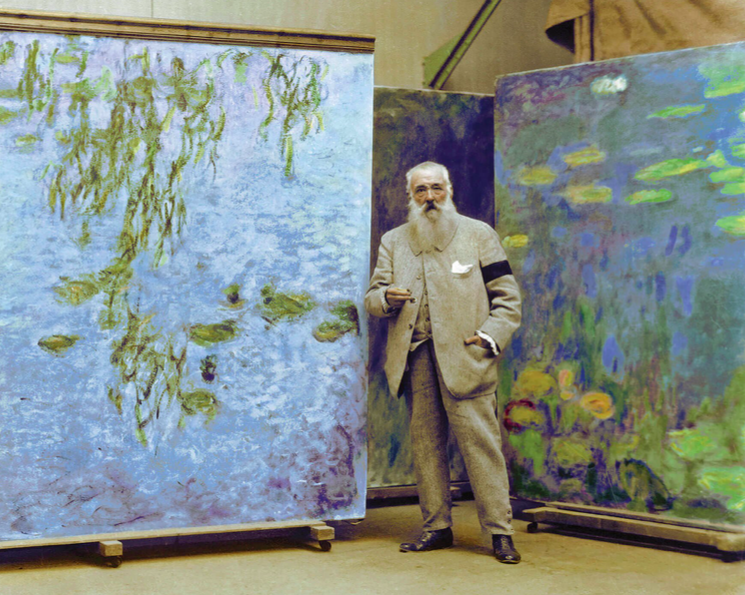 Клод Моне в своей мастерской в Живерни (Франция)