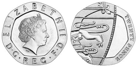 20 пенсов 2008 года без даты. Фото из открытых источников.