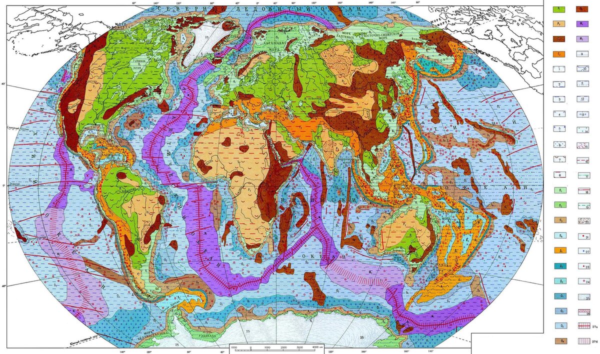 Карта тектонического строения мира