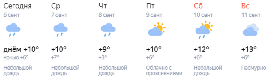 Скриншот из Яндекс.Погоды