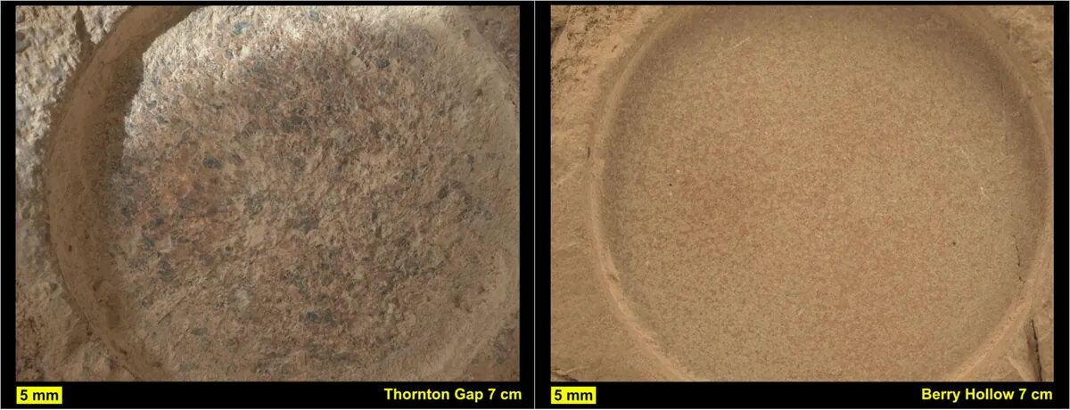 Исследуемые породы крупным планом. Изображение: NASA/JPL-Caltech/ASU/MSSS📷
