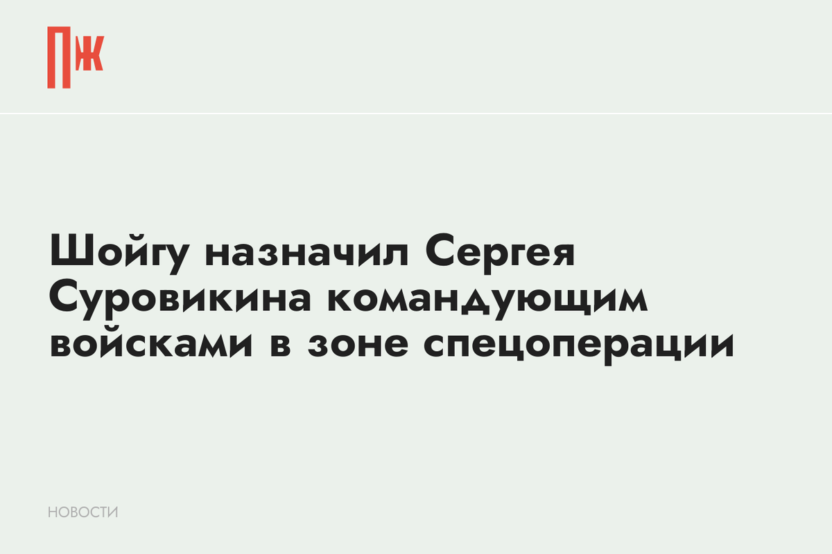     Шойгу назначил Сергея Суровикина командующим войсками в зоне спецоперации