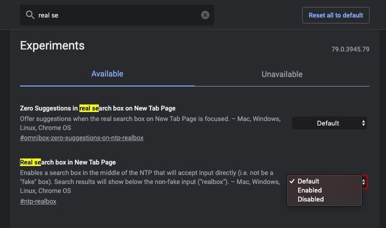 Google Chrome ЭКСПЕРИМЕНТАЛЬНЫЕ ФУНКЦИИ