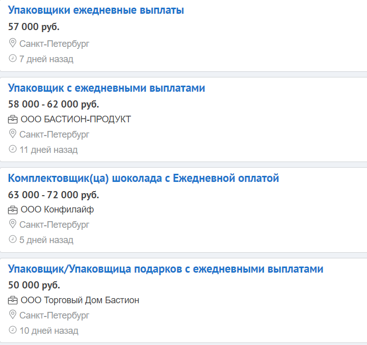 "Сладкие" вакансии