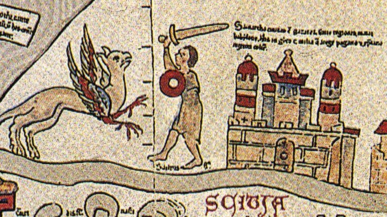 Фрагмент Эбсторфской карты с городом Самарха (Семендер)