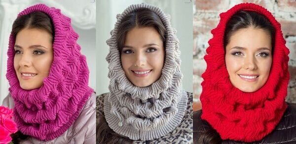 Стильный шарф-капюшон с косами своими руками