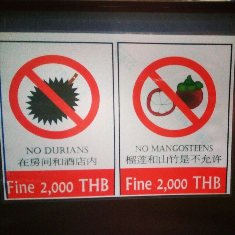 Почему нельзя в тайланд. Запрет на дуриан. Дуриан запрещен. С ДУРИАНОМ нельзя. Знак дуриан запрещен.