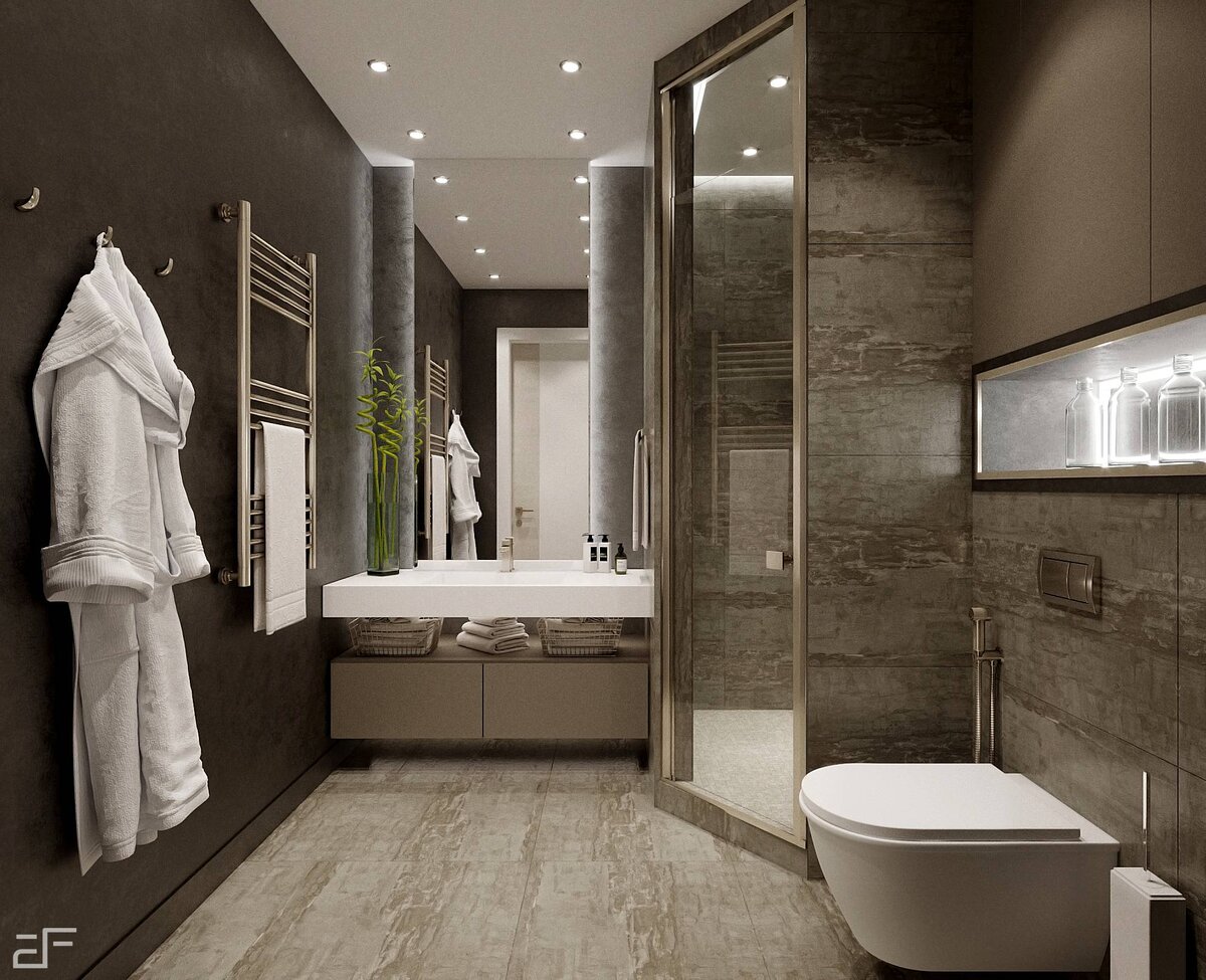 ДИзайн интерьера мужского санузла в современном стиле