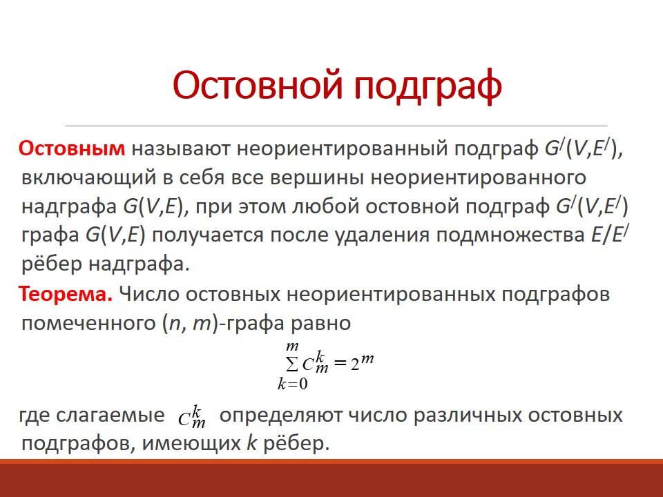 Определение остовного подграфа