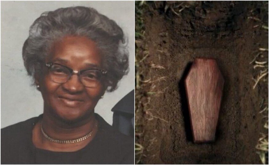 Фотография Эсси Данбар и её гроба 