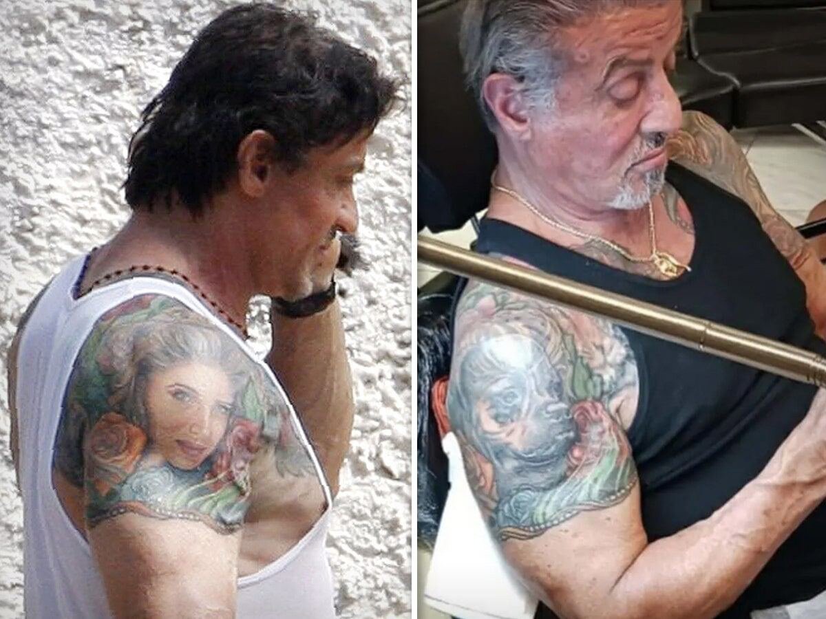 Did sylvester stallone get tattoos to cover stretch marks