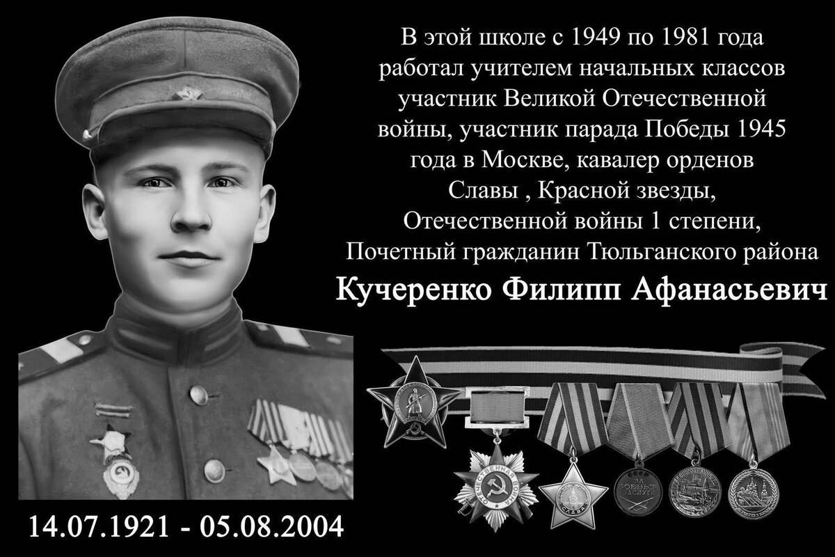    В Тюльганском районе открыли мемориальную доску памяти участника ВОВ Филиппа Кучеренко Кристина Просвиркина