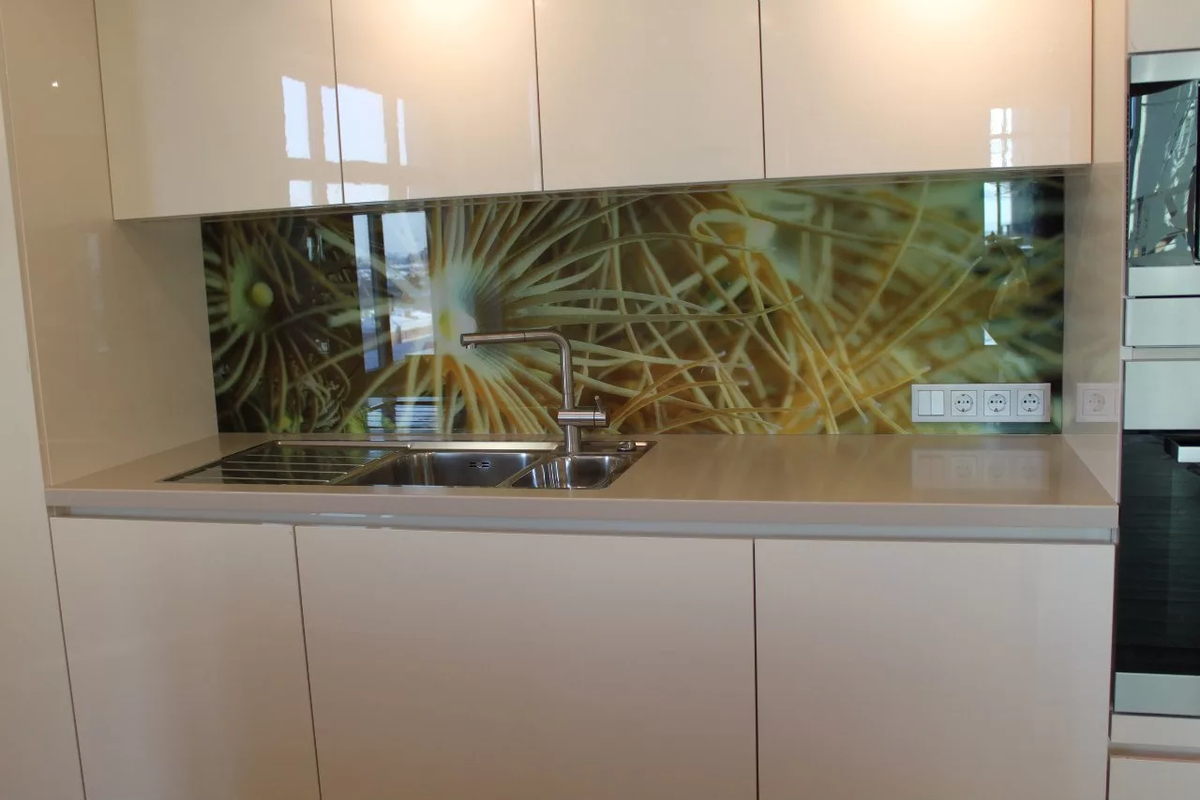 стеклянные панели на фартук для кухни