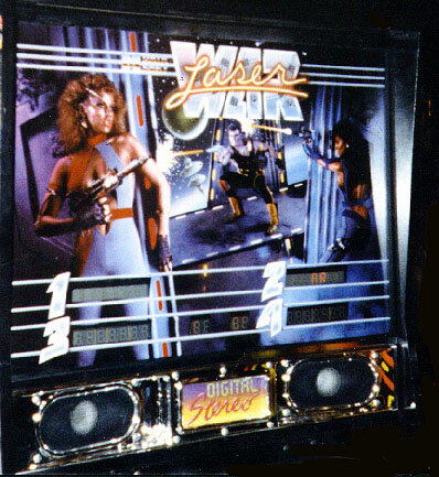 Бэкгласс пинбола Laser War, 1987 Data East
