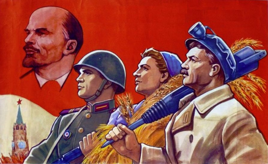 Трудовой народ и его защитники проводят в жизнь дело партии! Отредактированный плакат с fergana.agency