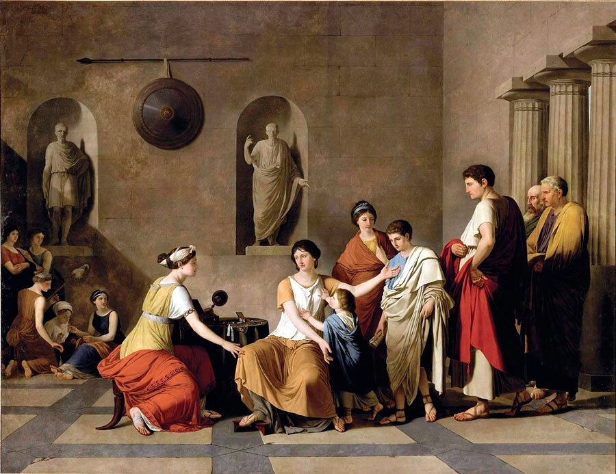 Жозеф-Бенуа Сюве. Корнелия, мать Гракхов, 1795 