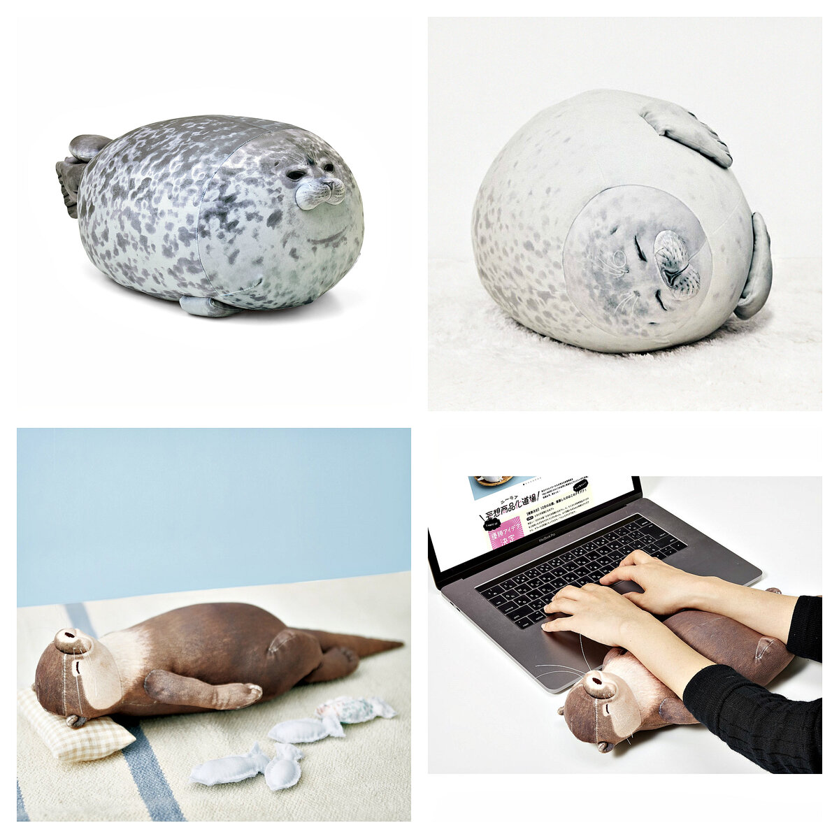 Подушки в форме тюленя и выдры