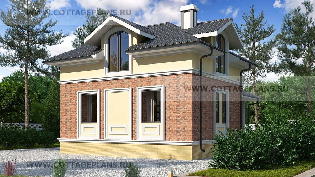 2-й и 3-й фасады дома. Источник фото: https://www.cottageplans.ru
