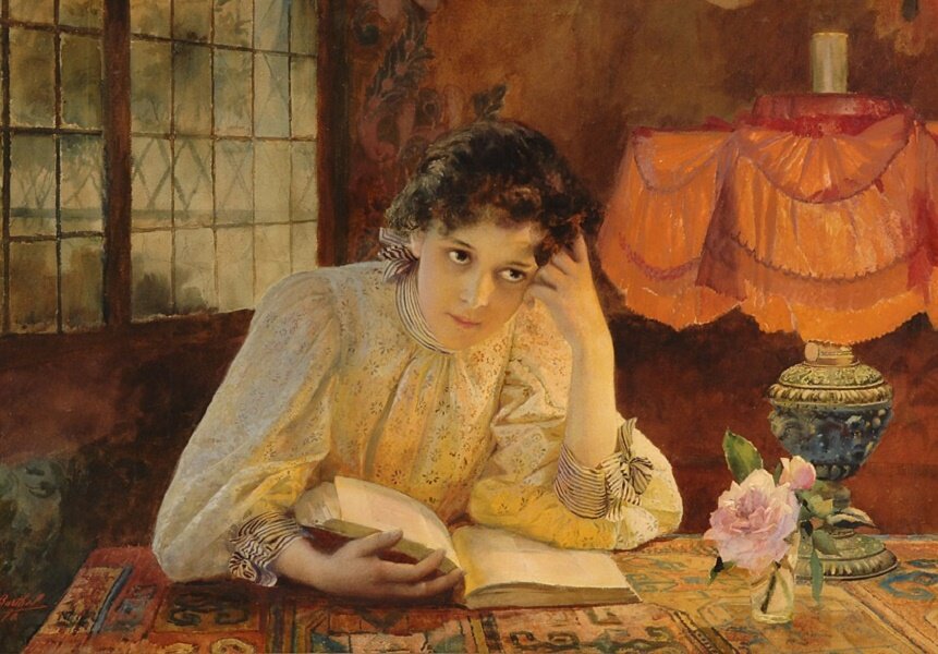 "Читающая женщина". Художник Поль Бартель.
