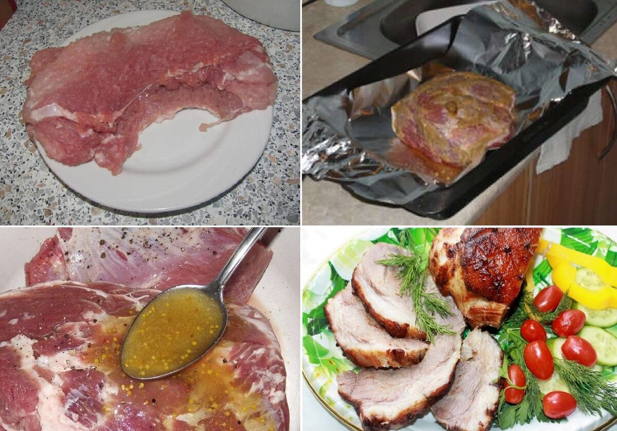Процесс запекания мяса в фольге