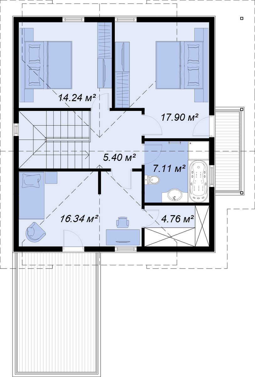 Пятикомнатный дом 10х15 м., с гаражом, общей площадью 164 кв.м.