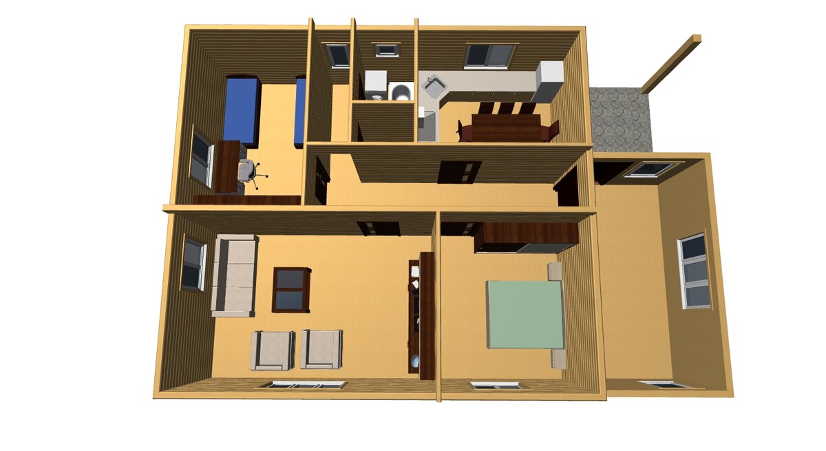 Одноэтажный дом 8,5 х 9,5 м., общей площадью 95,3 кв.м. Из бруса или газобетона ??