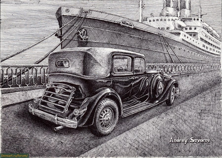 Машина старинная рисунок