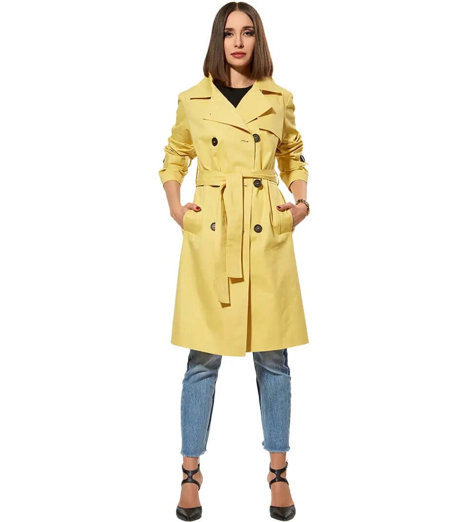 Плащ-тренч COME PRIMA SS 1809 в желтом цвете