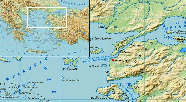 Местоположение древней Трои на современной карте. Древняя Троя на карте.