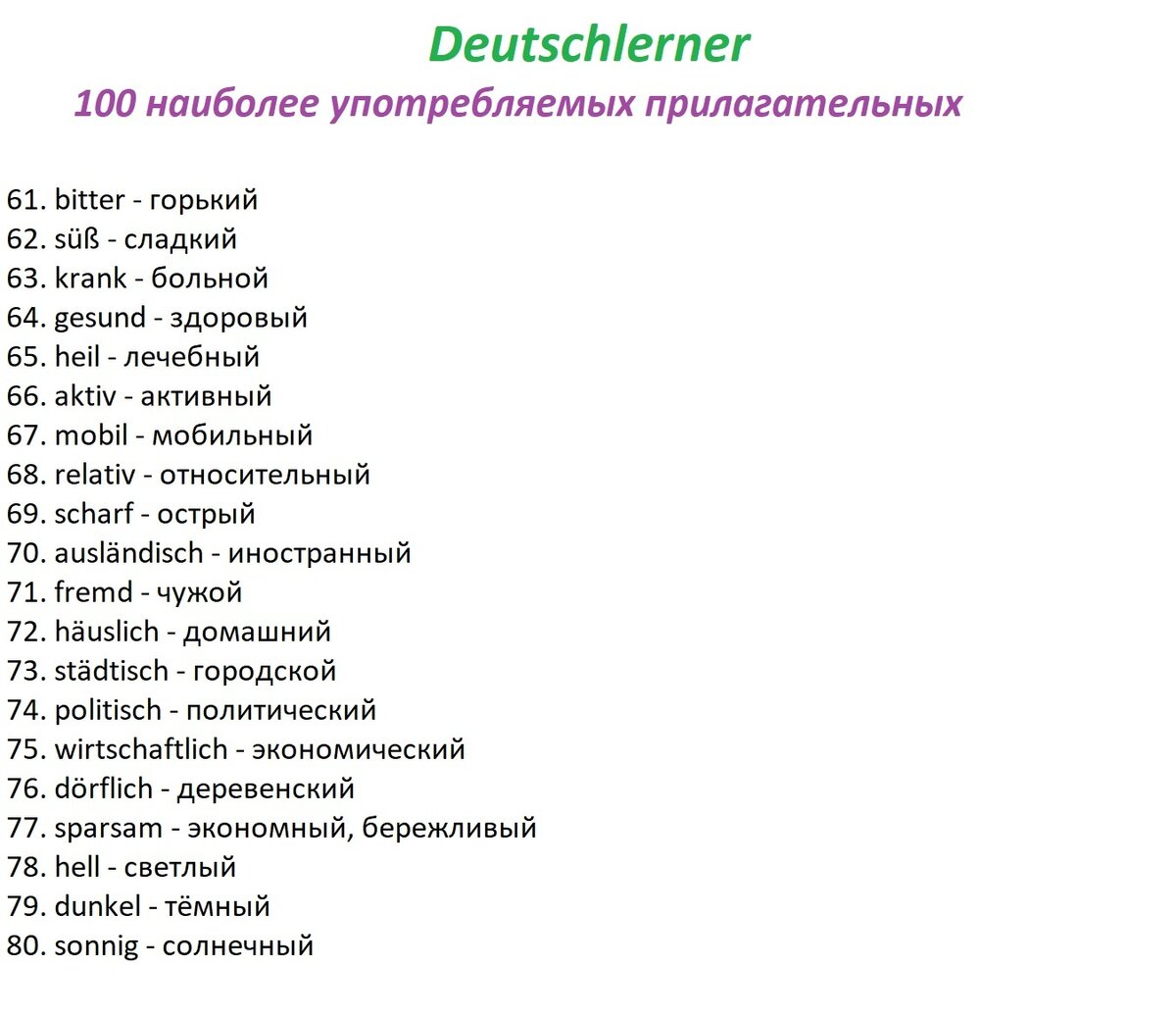 100 наиболее употребляемых немецких прилагательных | Германоведение | Дзен