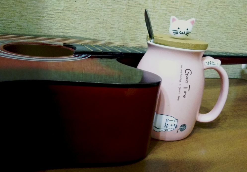 Купила гитару, чтобы песни петь, а сама только её фотографирую))). 