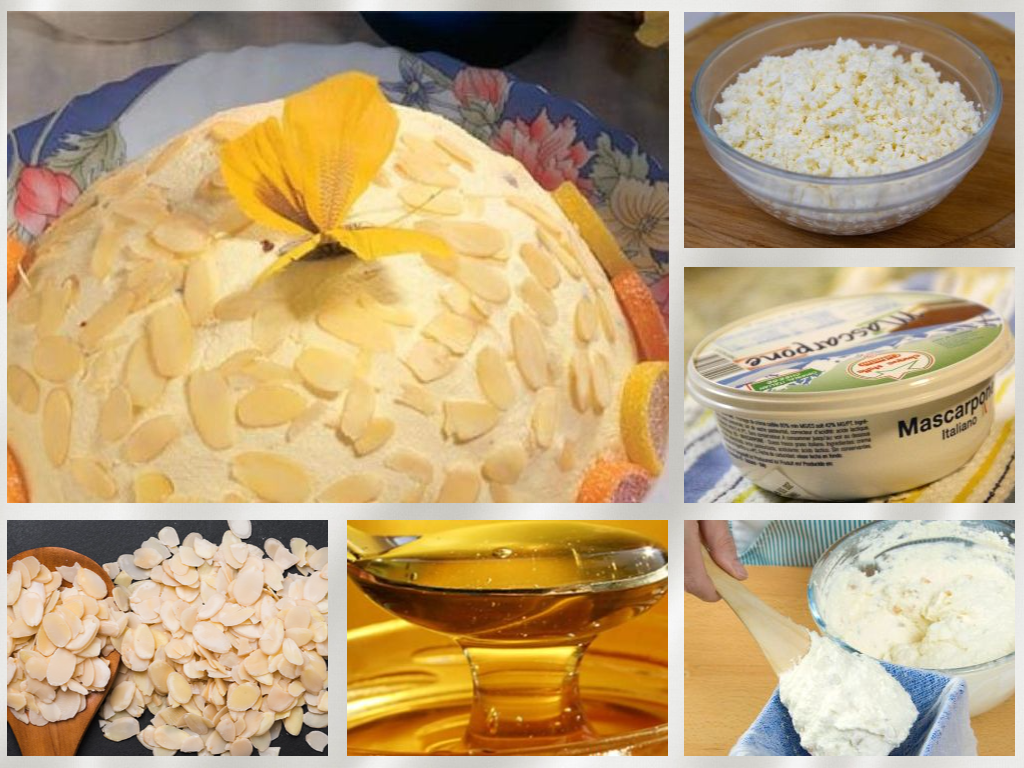 Рецепт творожной пасхи с мёдом, миндалём и маскарпоне