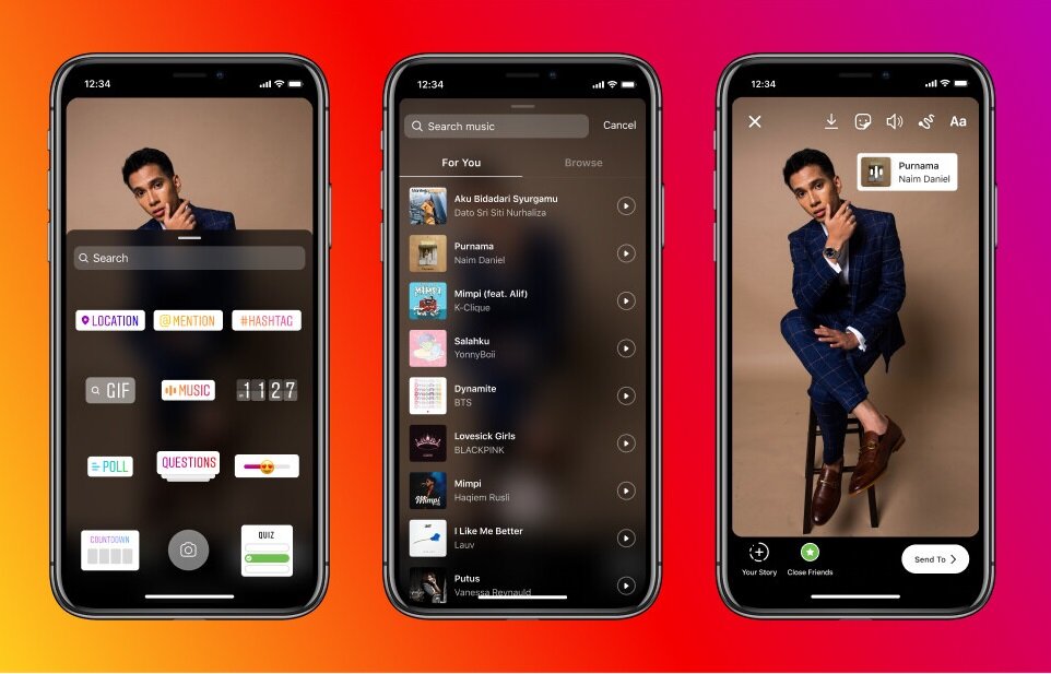 В Instagram и Facebook теперь можно выкладывать музыку в Сторис