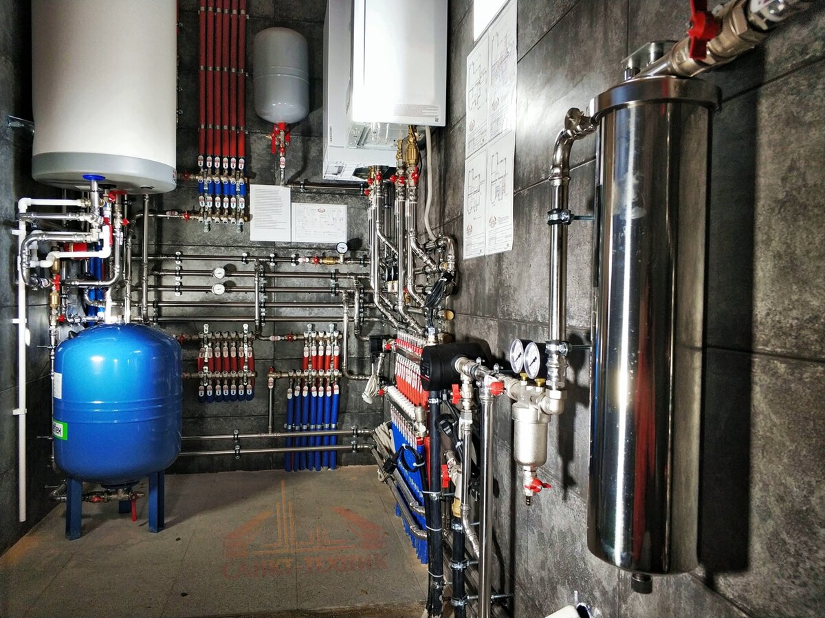 Обвязка котла отопления гофрированной нержавейкой - фото