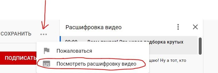 В расшифровке голос в видео показан в текстовом формате