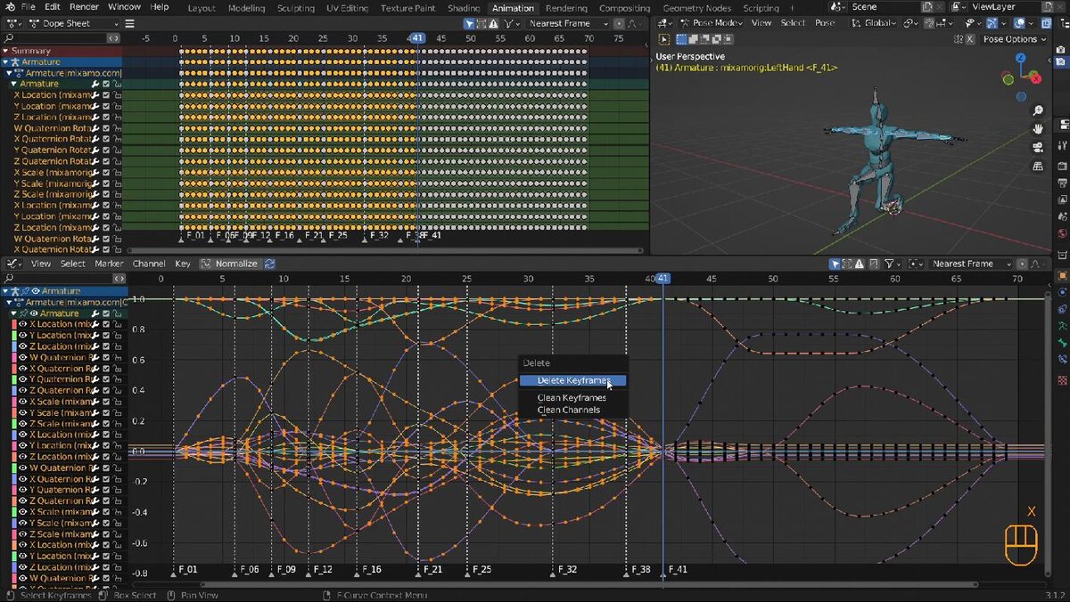 Подготовка motion capture к ручному редактированию анимации в Blender |  Cartoon Skill | Дзен